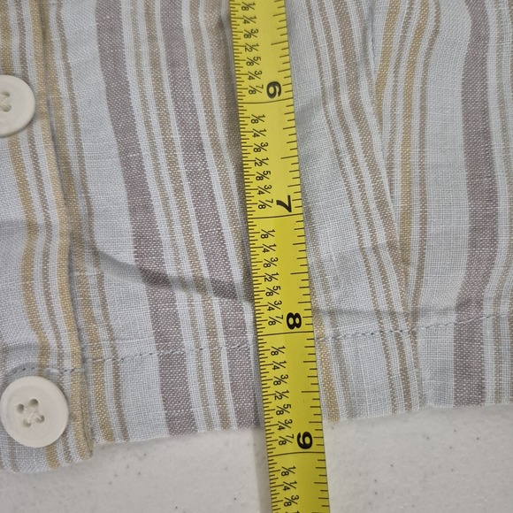 Outerknown Top Womens S Gray Striped Fashion Sample Button Up‎ Empire Crop NEW - Picture 6 of 6